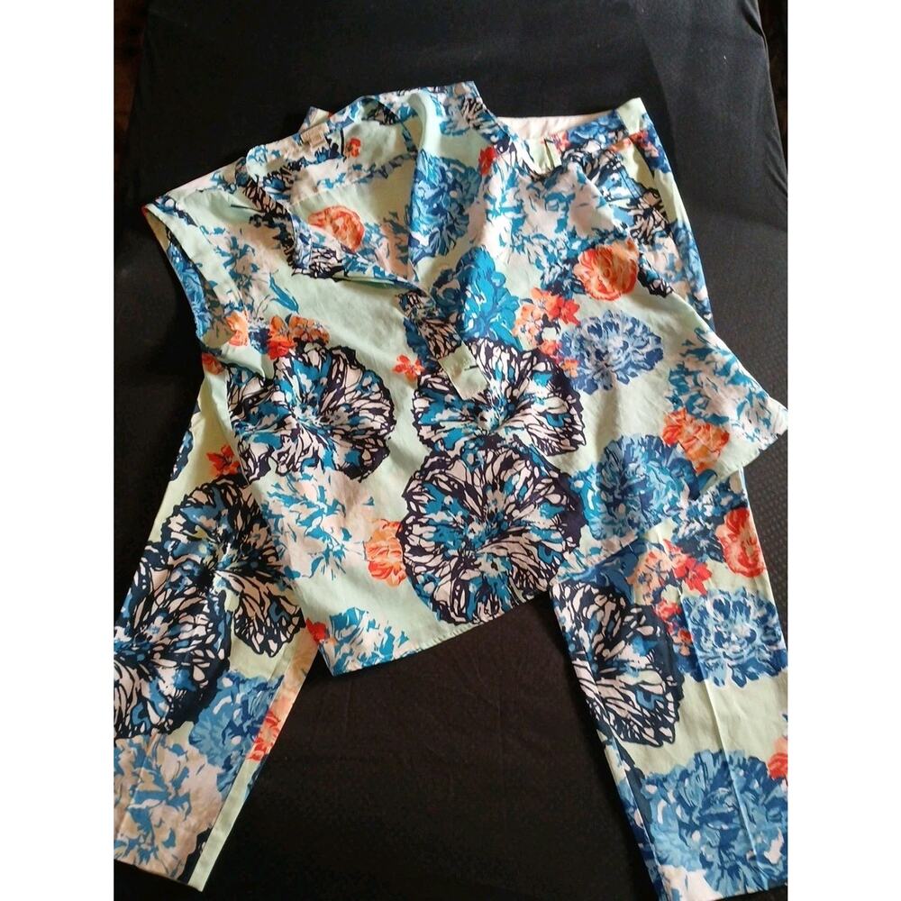 J Crew Pant Set Medium Top Sz 12 Pant Womens Floral Set A23